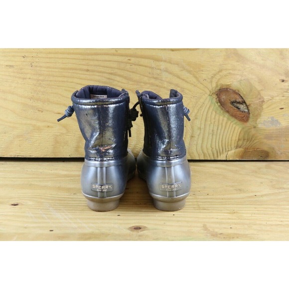Sperry Boots Womens Duck Boots Saltwater 6M Blue Silver Shoes - Picture 3 of 7